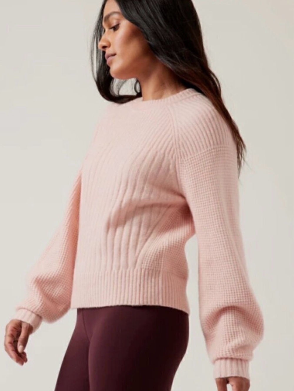 Athleta Ribbed Crewneck Sweater - Blush Pink